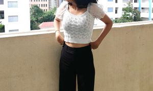 White Knit Crop Top