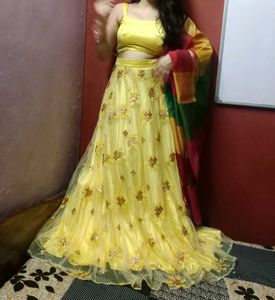 Beautiful Yellow Embroidered Lehenga