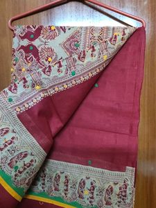 Traditional Gujarati Applique and threadwork Saree