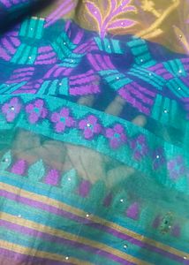 Cotton Saree With Stone Work.