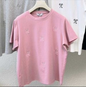 Cute Bow Embroidered Pink T-Shirt
