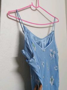 pinteresty fairycore sky floral satin Maxi Dress