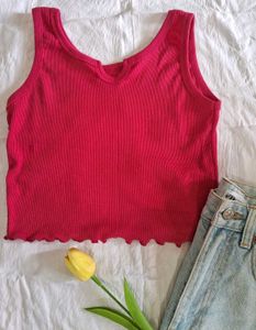 Raspberry Ribbed Tank Top