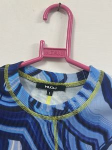 Blue Patterned Crop Top