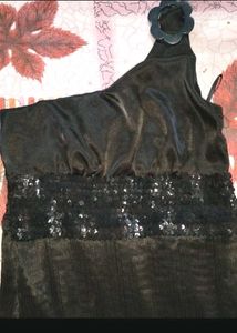 Black One-Shoulder Sequin Top