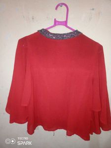 Chic Red Cape Top
