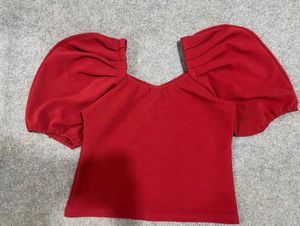Chic Red Puff Sleeve Top