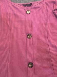 Ribbed Square Neck Button-Up Top