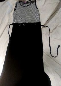 Striped Top &amp; Black Maxi Dress Combo