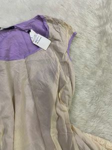 Lavender &amp; Cream Dual-Tone Embroidered  Dress