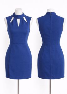 Chic Blue Cutout Neckline Dress