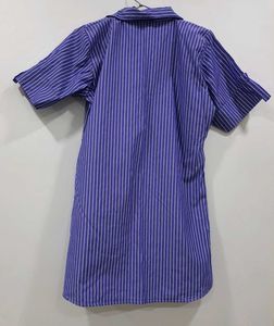 Blue Cotton Striped Tunic Top