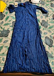 Blue Striped Collared kurta