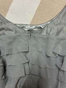 Premium - Grey Ruffles Sleeveless Top