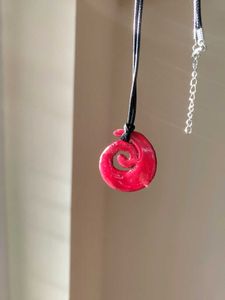Crimson Red Spiral Pendant Necklace