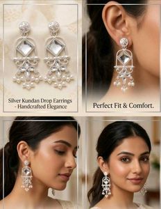 Silver Kundan Drops earring✨