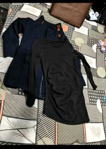 Chic Blue Coat &amp; Brown dress Set winter