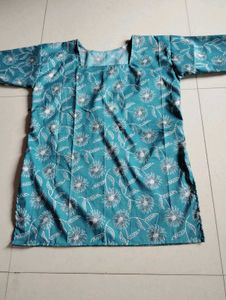 Teal Floral Print Kurta