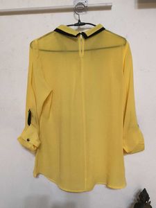 Yellow Blouse with Black Collar Detail(unused)