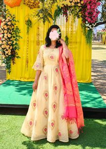 Beautiful yellow gown for haldi function