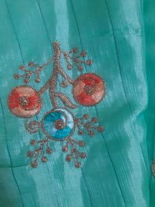 New Fancy Saree With Orange Border .. D