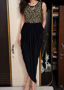Black & Gold Lace Cocktail Dress