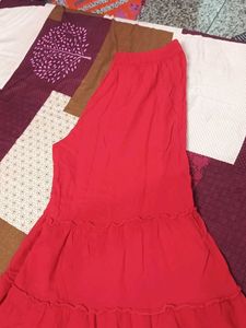 Elegant Teal Kurti with Gold &amp; Red Floral Print
