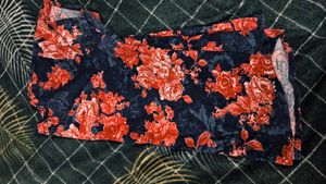 Blue Floral Print Short Sleeve Top