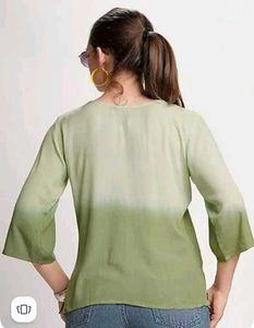 Green Ombre Embroidered Kurta