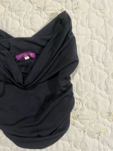 Chic Black Cowl Neck Ruched Top