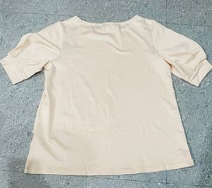 Fig Creme Top With Puffed Sleeves