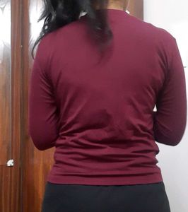 Maroon Fitted Long Sleeve Top