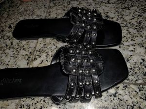 Stylish Black Studded Flat Sandals