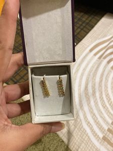Gold-tone Dangle Earrings with colorful stones