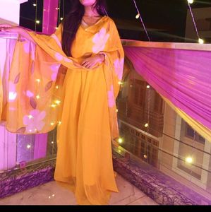 Vibrant Yellow Floral Kurta Set