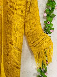Yellow Knit Fringe Cardigan