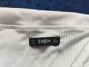 SHEIN  Ribbed Off-Shoulder Crop Top
