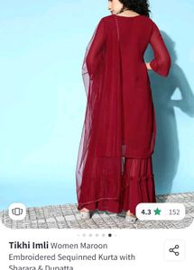 Maroon Embroidered Kurta Set