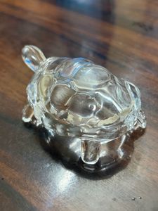 Crystal Turtle with Plate Showpiece for Good Luck