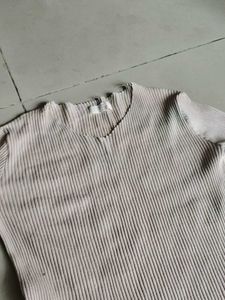 Ribbed V-Neck Long Sleeve koreanTop