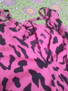 Pink Leopard Print Cold Shoulder Romper