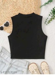 Sleeveless Mock Neck Cropped Top