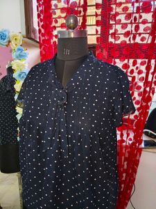 Navy Blue Polka Dot Top