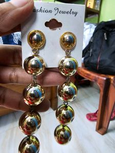 Gold Tone Dangle Ball Earrings