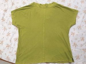 Lime Green V-Neck Casual Top