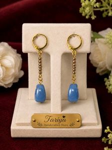 handcrafted Elegant Blue Stone Dangle Earrings