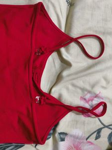 Chic Red Floral Camisole Top