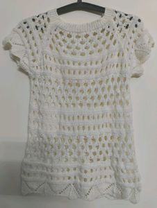 Chic White Crochet Italian Knit Top