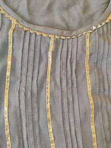 Elegant Grey Kurta with Gold Embellishments