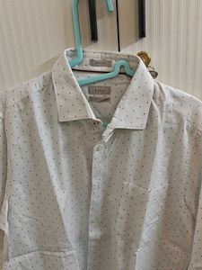 Men's White Polka Dot Button-Up Shirt